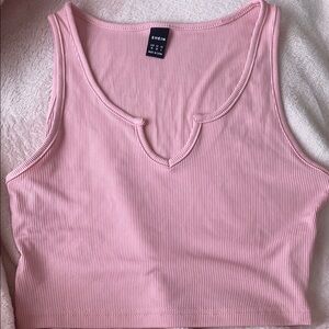 SHEIN Pink Cut Out Crop Tank Top